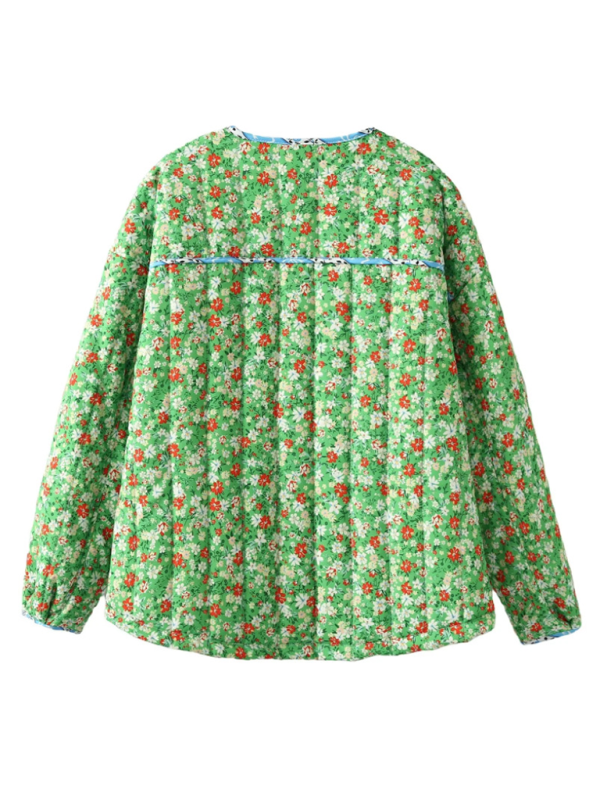 Floral Print Wrap Cotton Jacket - K - 2 COLORS -