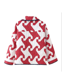 Thumbnail for Red Geometric Printed Cotton Jacket - K - 1 COLOR -