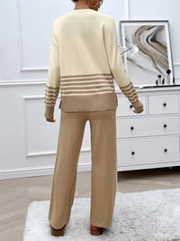 Thumbnail for Casual Loose Clashing Color Straight Pants Sweater Set - 2 PCS. - K - 5 COLORS -