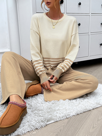 Thumbnail for Casual Loose Clashing Color Straight Pants Sweater Set - 2 PCS. - K - 5 COLORS -