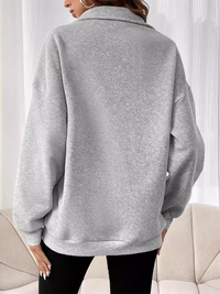 Thumbnail for New fashion zipper lapel solid color casual sweater