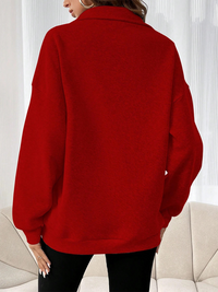 Thumbnail for New fashion zipper lapel solid color casual sweater