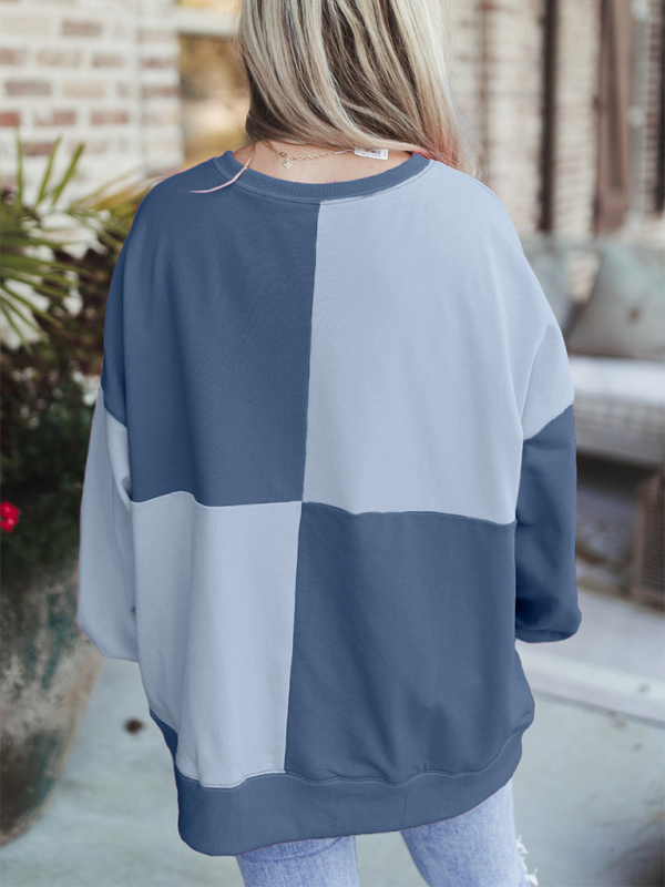 Casual Patchwork Color Block Front Button Long Lapel Sweatshirt - K - 7 COLORS -