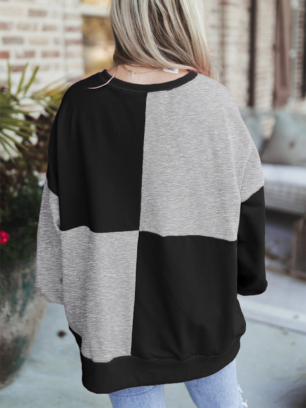 Casual Patchwork Color Block Front Button Long Lapel Sweatshirt - K - 7 COLORS -