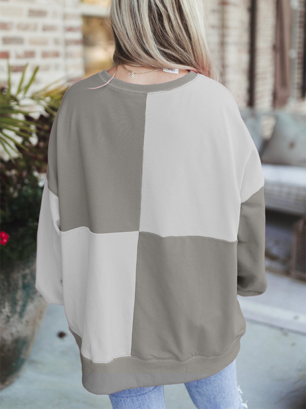 Casual Patchwork Color Block Front Button Long Lapel Sweatshirt - K - 7 COLORS -