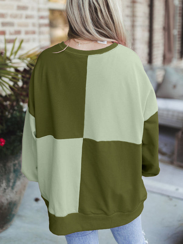 Casual Patchwork Color Block Front Button Long Lapel Sweatshirt - K - 7 COLORS -