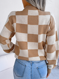 Thumbnail for New street style color collision plaid long sleeve pullover knit sweater - K - 4 COLORS -