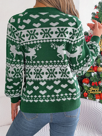 Thumbnail for Christmas Deer Pattern Long Sleeve Pullover - K - 3 COLORS -