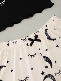 Thumbnail for Eyelash Print Camisole Top Star Moon Shorts Loungewear Set - 2 PCS. - K - 1 COLOR -