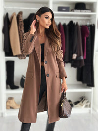 Thumbnail for Autumn and winter simple long-sleeved solid color single-breasted Jacket/Coat - K - 4 COLORS -