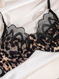 Thumbnail for Ultra-thin lace leopard print bra comfortable sexy underwear set - K - 1 COLOR -