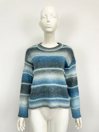 Thumbnail for Vintage Rainbow Top Gradient Contrast Stripe Mohair Pullover Knit Sweater - K - 4 COLORS -