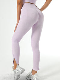 Thumbnail for Bottom leg zipper high waisted Leggings - K - 6 COLORS -