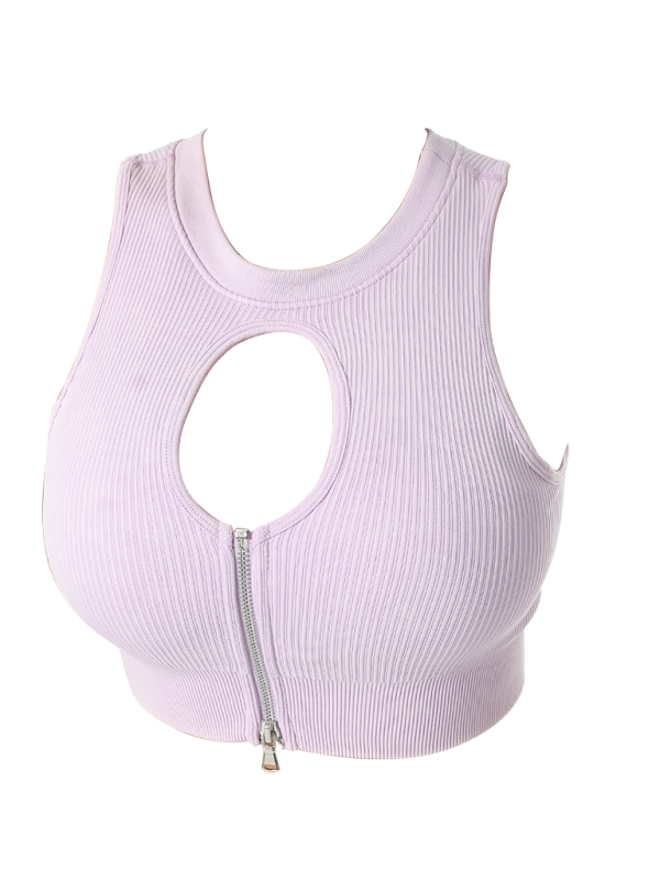 Zipper Yoga Sport Tank Top - K - 6 COLORS -