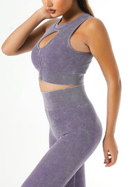 Thumbnail for Zipper Yoga Sport Tank Top - K - 6 COLORS -