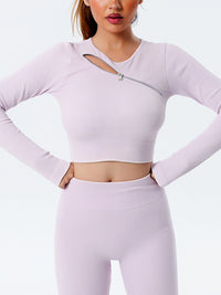 Thumbnail for Quick Dry Long Sleeve Seamless Yoga Wear Top - K - 6 COLORS -