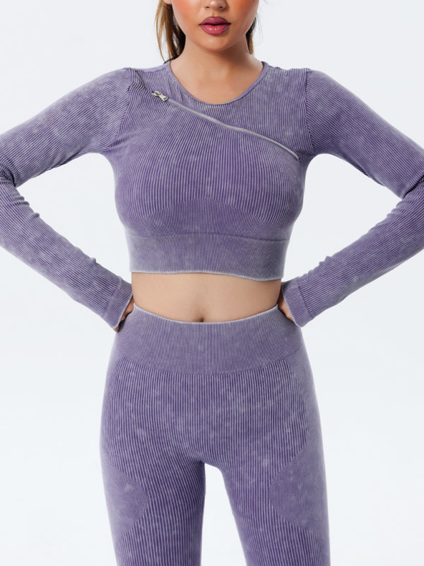 Quick Dry Long Sleeve Seamless Yoga Wear Top - K - 6 COLORS -