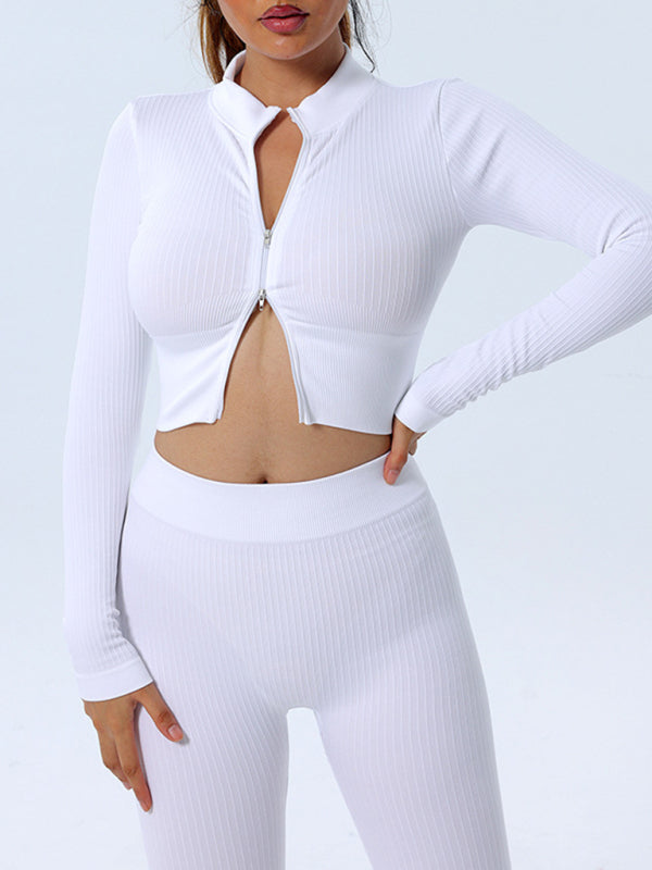 Fitness Sports Yoga Long Sleeve Zipper Top - K - 5 COLORS -