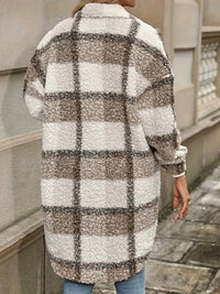 Thumbnail for Large size women's plaid fuzzy long Jacket - L THRU 4XL ONLY - K - 1 COLOR -