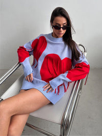 Thumbnail for New round neck fashion pullover heart tassel sweater - K - 5 COLORS -