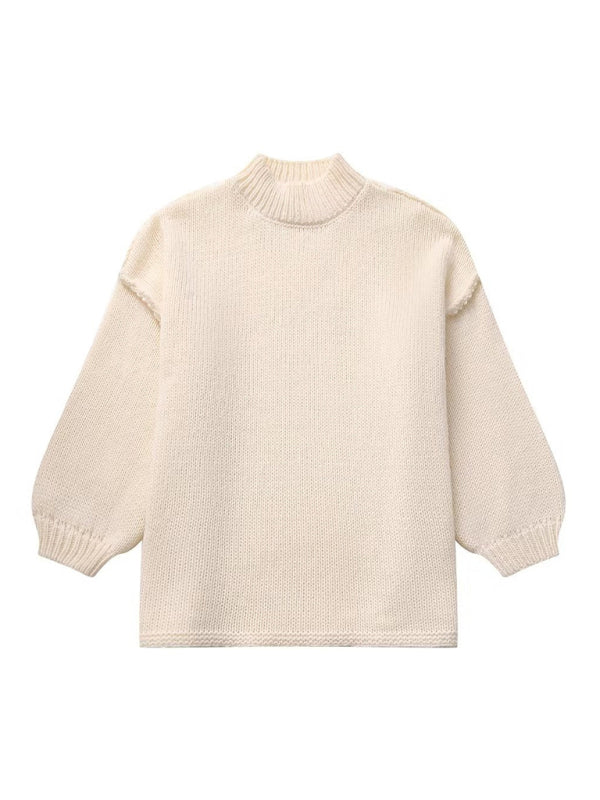 Fashion Loose Casual Knitted Pullover Sweater - K - 4 COLORS -