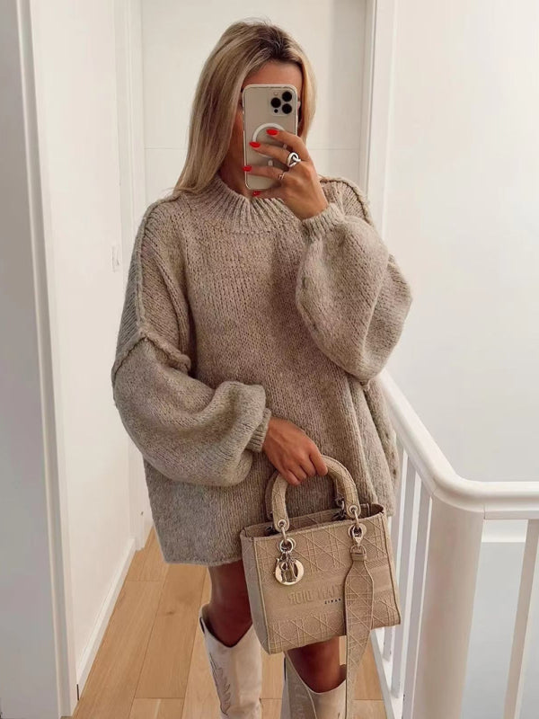 Fashion Loose Casual Knitted Pullover Sweater - K - 4 COLORS -