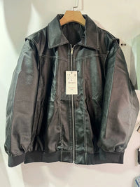 Thumbnail for Vintage Faux Leather Motorcycle Jacket - K - 5 COLORS -