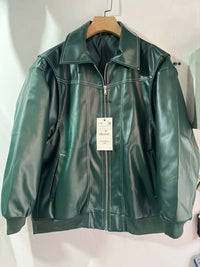 Thumbnail for Vintage Faux Leather Motorcycle Jacket - K - 5 COLORS -