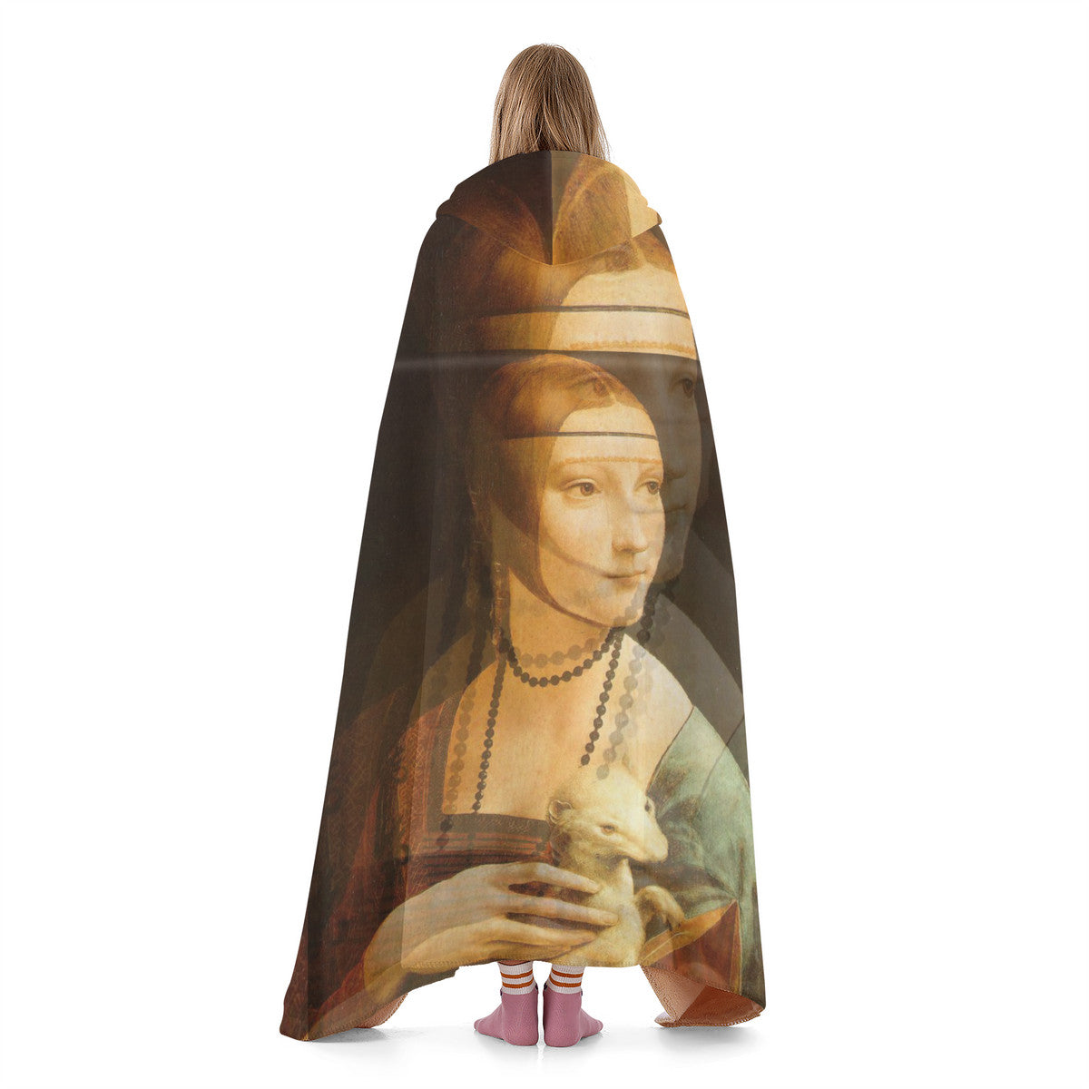 OOTO - LEONARDO DAVINCI Lady with an Ermine - SF_F15 Hooded Blanket - 2 SIZES -