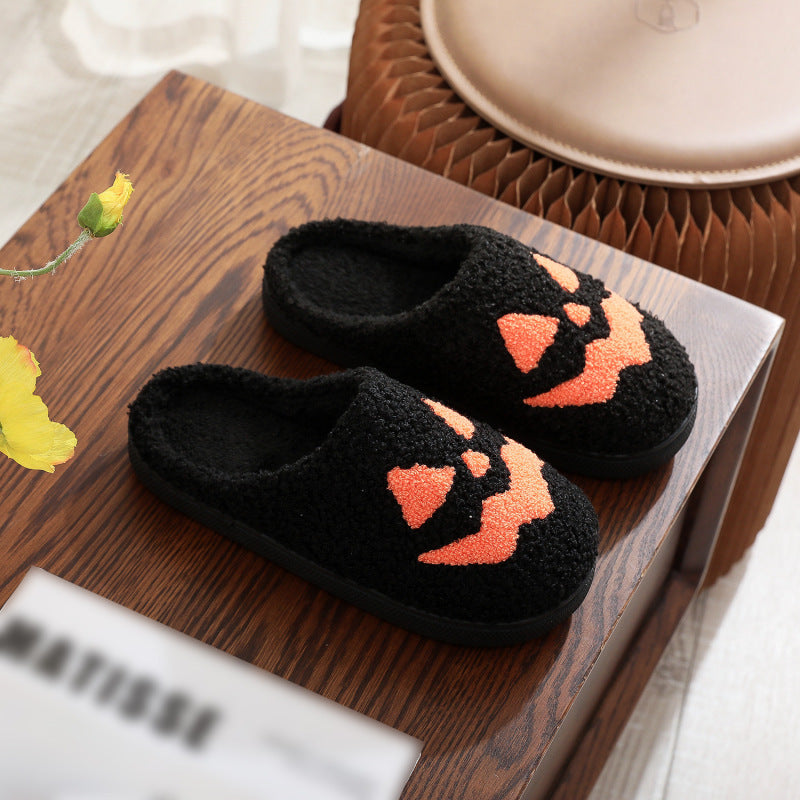 Halloween Pumpkin Pattern Home Winter Fuzzy Slippers - EU SIZES - K - 3 COLORS -