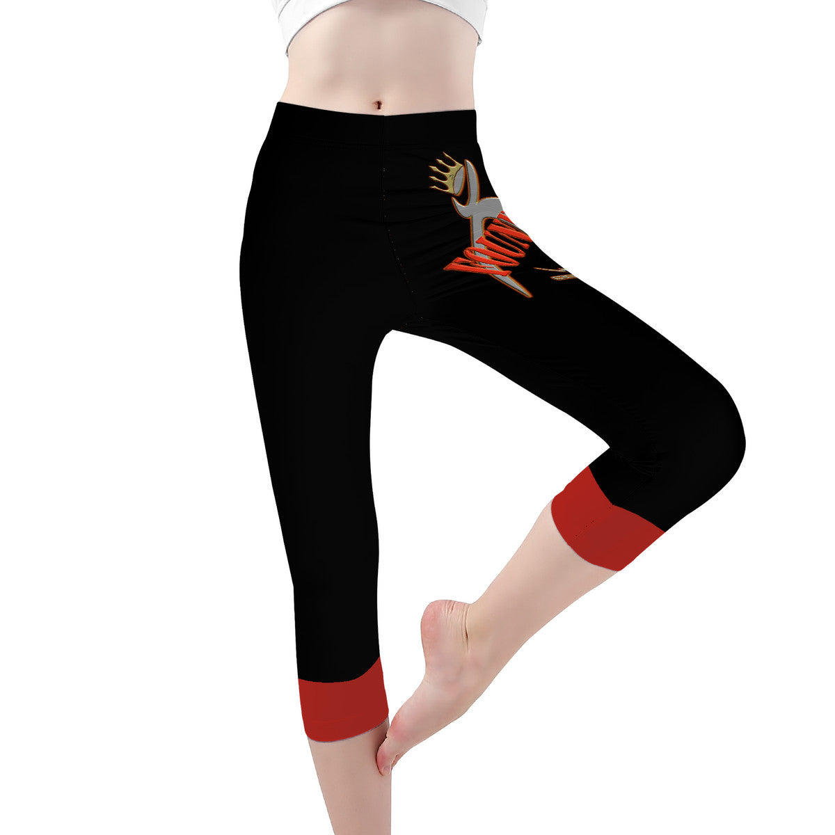 ITEM 29.) FOUNDER - CROWNED BIG STEPPIN GLYPHIC - D47 Capri Yoga Leggings - Women XS THRU 3XL - 1 COLOR -