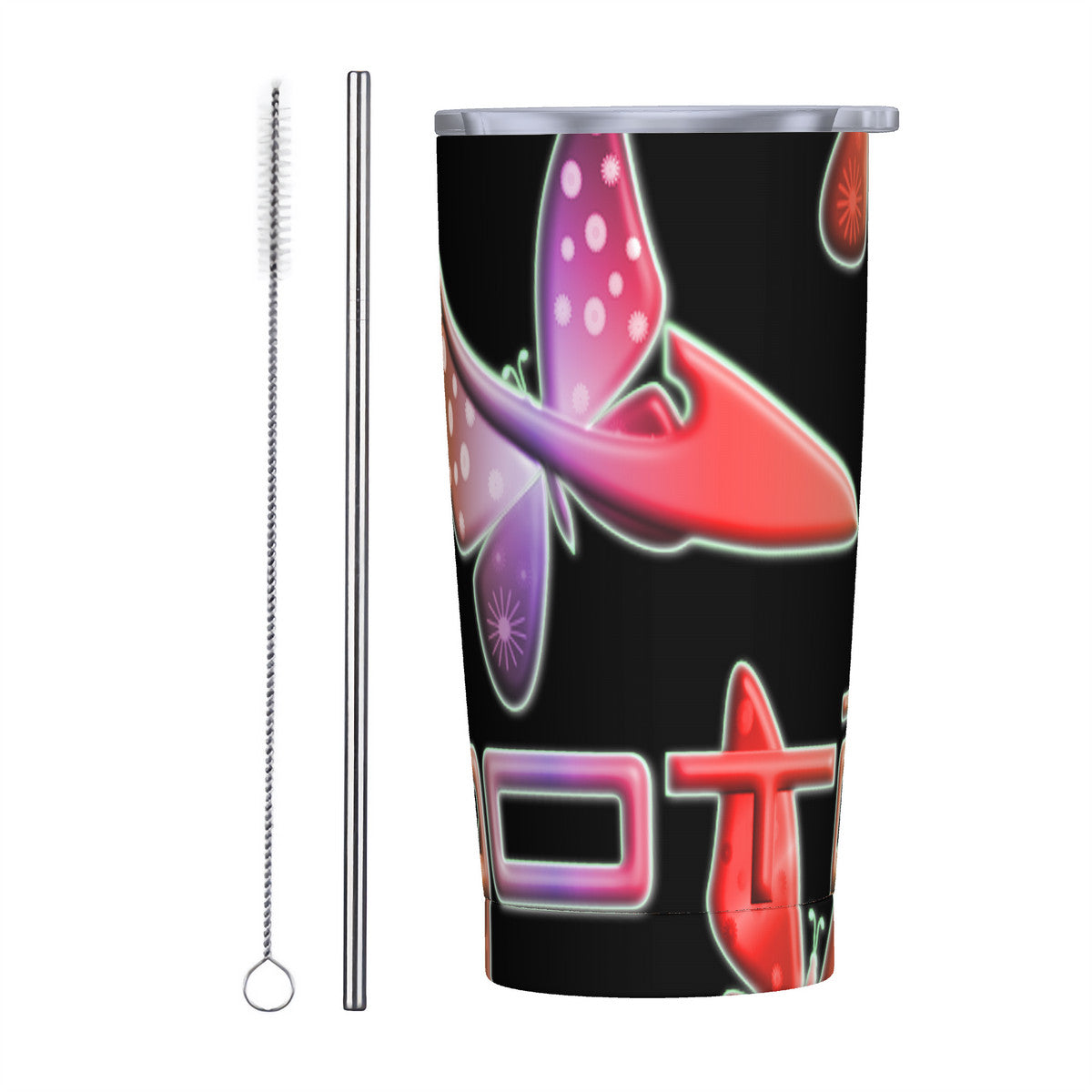 OOTO - DASH AND BUTTERFLIES MC - HC_C81 20oz Stainless Steel Cup & Straw Lid Cup - BPA FREE - 1 COLOR -