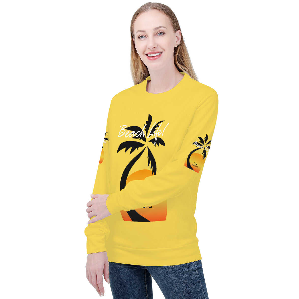 OOTO - BEACH LIFE! - D84 Women's All Over Print Sweatshirt - COOL DAYS & NIGHT TIME - 1 COLOR -