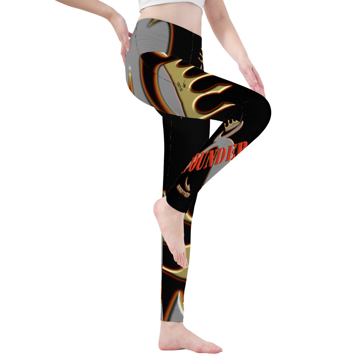 ITEM 28.) FOUNDER - CROWNED BIG STEPPIN GLYPHIC - D48 Yoga Leggings - Women XS THRU 3XL - 1 COLOR -