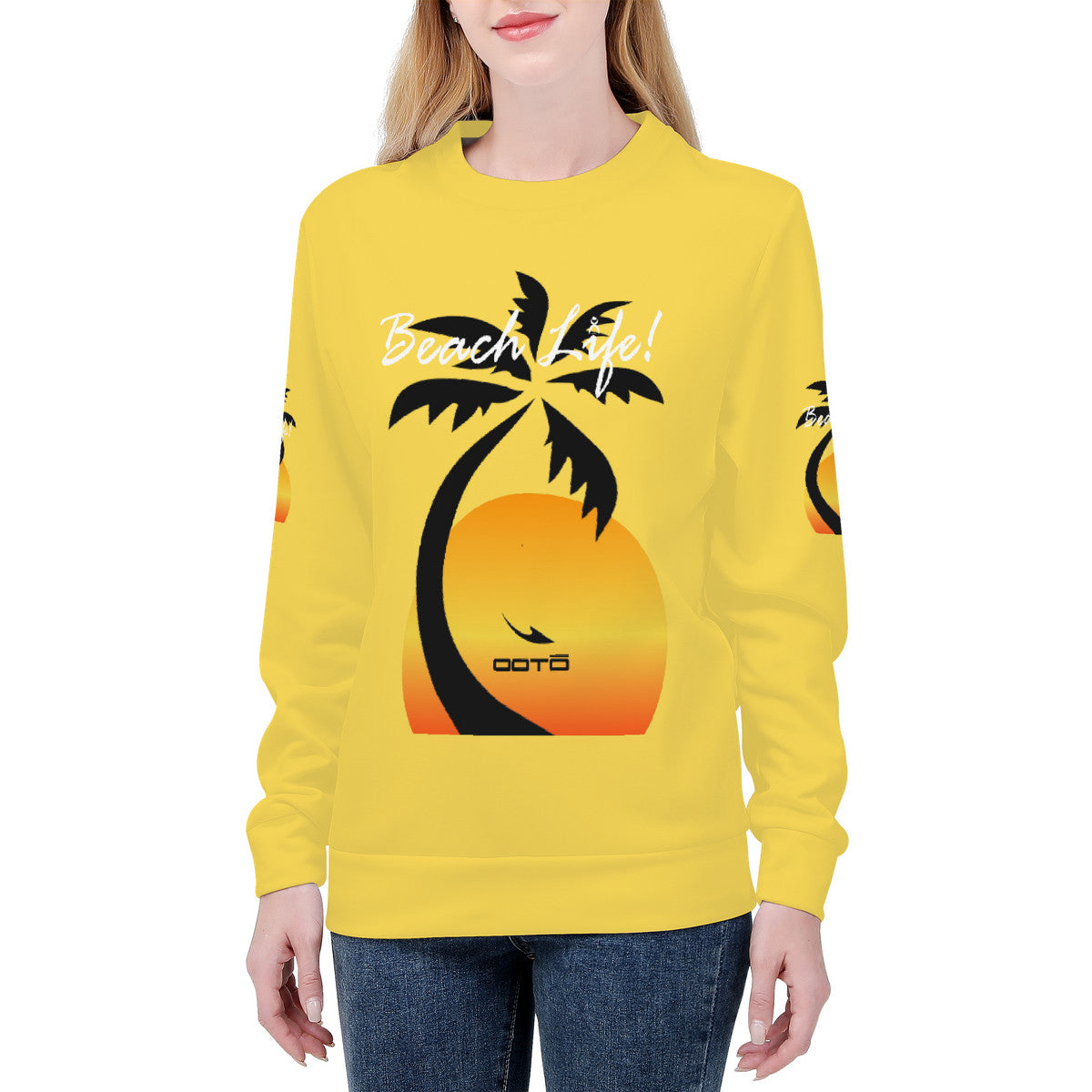 OOTO - BEACH LIFE! - D84 Women's All Over Print Sweatshirt - COOL DAYS & NIGHT TIME - 1 COLOR -