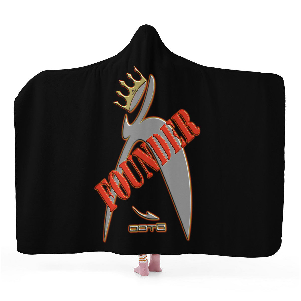 Item 43.) FOUNDER - CROWNED BIG STEPPIN GLYPHIC - SF_F15 Hooded Blanket - GET LARGE NO EXTRA COST! - 1 COLOR - 2 SIZES -