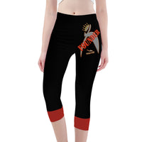 Thumbnail for ITEM 29.) FOUNDER - CROWNED BIG STEPPIN GLYPHIC - D47 Capri Yoga Leggings - Women XS THRU 3XL - 1 COLOR -