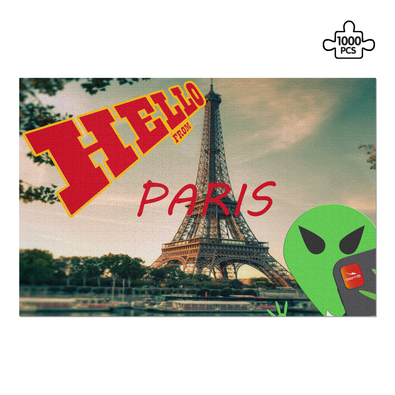 OOTO - AL POSTCARD SELFIE - HELLO FROM PARIS -  PUZZLE_H2 Chipboard Jigsaw Puzzle (1000-Piece) -