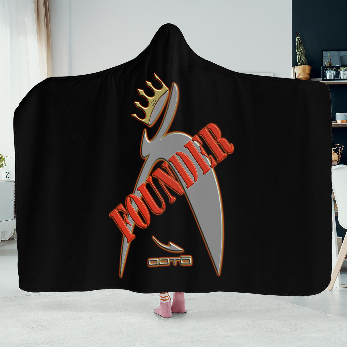 Item 43.) FOUNDER - CROWNED BIG STEPPIN GLYPHIC - SF_F15 Hooded Blanket - GET LARGE NO EXTRA COST! - 1 COLOR - 2 SIZES -