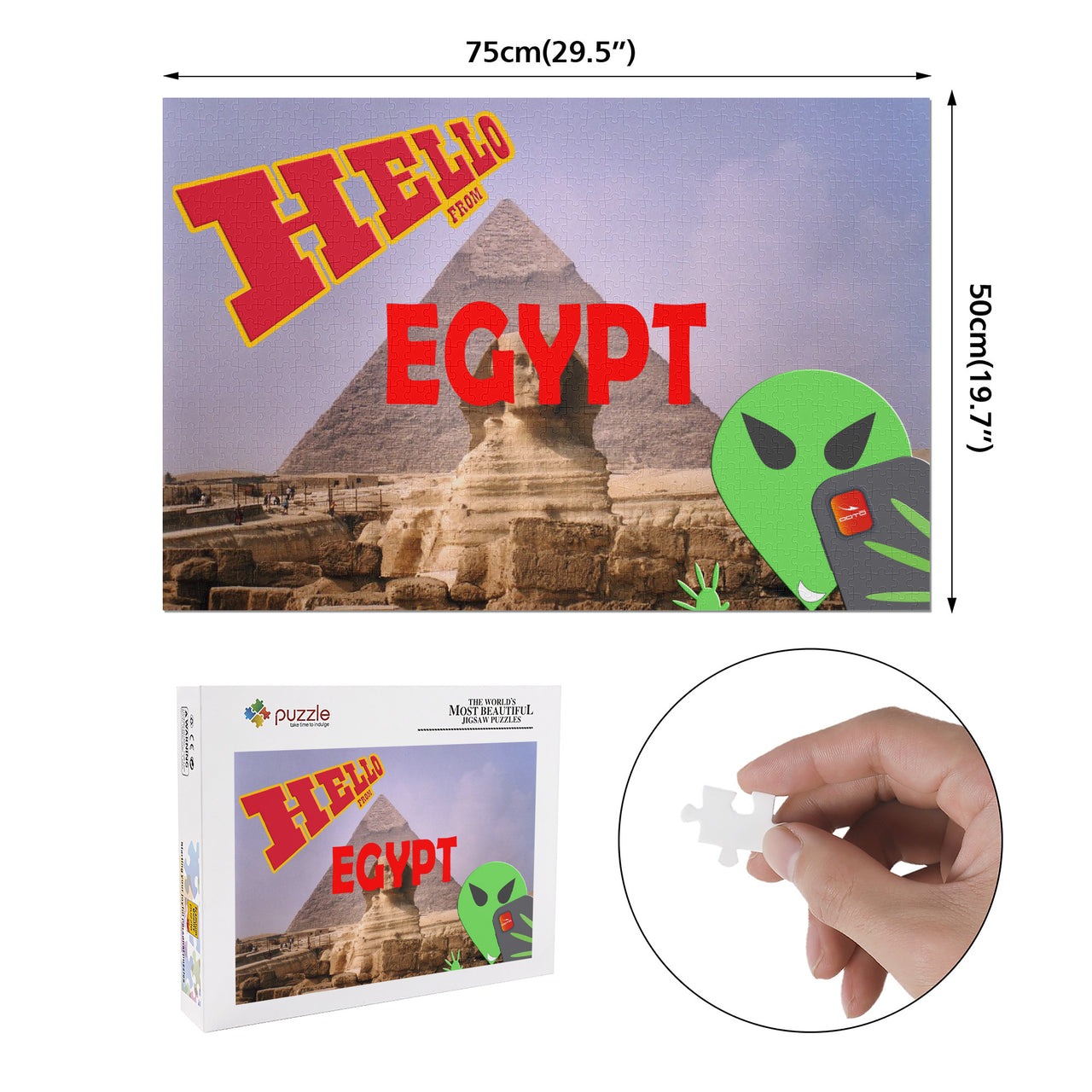 OOTO - AL POSTCARD SELFIE - HELLO FROM EGYPT - PUZZLE_H2 Chipboard Jigsaw Puzzle (1000-Piece)