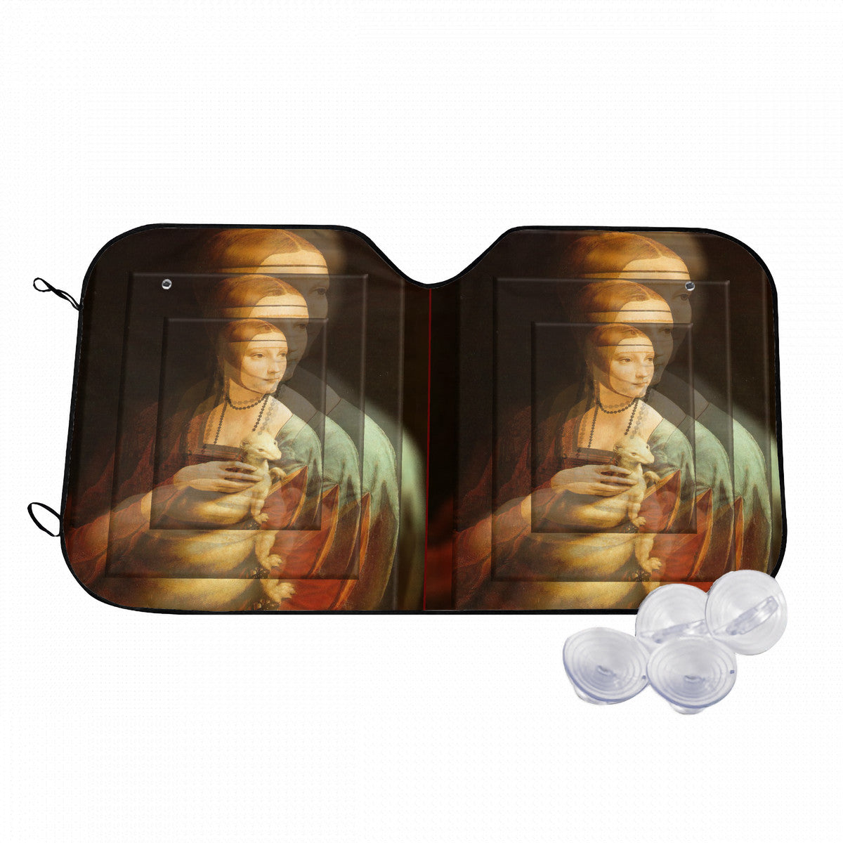 OOTO - LEONARDO DAVINCI Lady with an Ermine / CIRCA 1490 - HC_T36 Car Windshield Sunshade (multi-size) - 2 SIZES - 1 COLOR -