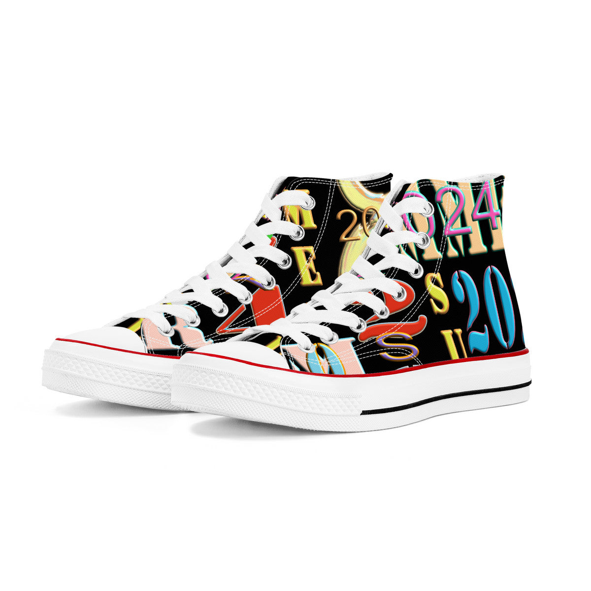 MO JUNE, JULY 2024 - D70 High Top Canvas Shoes - Mens or Womens - White soles - 1 COLOR -