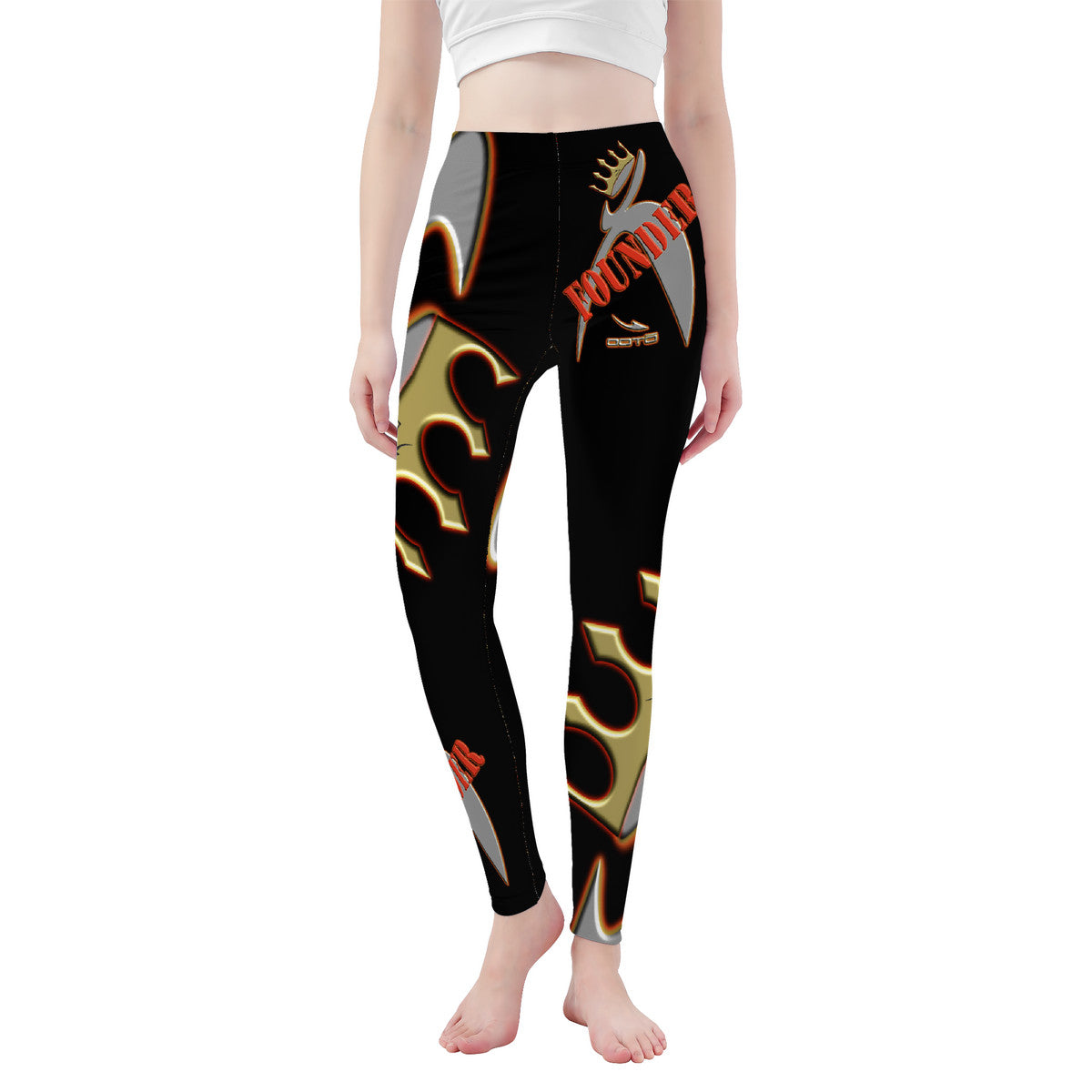 ITEM 28.) FOUNDER - CROWNED BIG STEPPIN GLYPHIC - D48 Yoga Leggings - Women XS THRU 3XL - 1 COLOR -