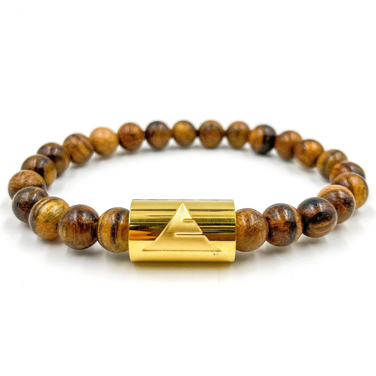 Timber - Dark Brown Sandalwood & Gold Mala Beaded Bracelet -