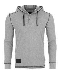 Thumbnail for Men's Thermal Long Sleeve Lightweight Fashion Hooded Henley - 1 COLOR