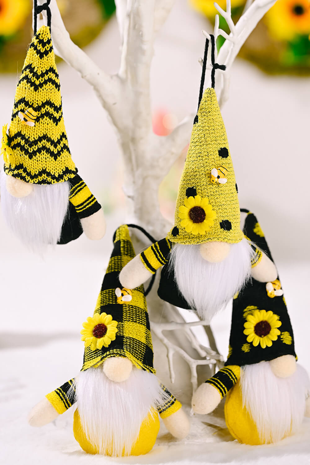 Set of 4 Sunflower Hanging Gnome Ornaments - 10" - 4 PCS - 4 TYPES / SET - [5-10 DAY DELIVERY] - T -