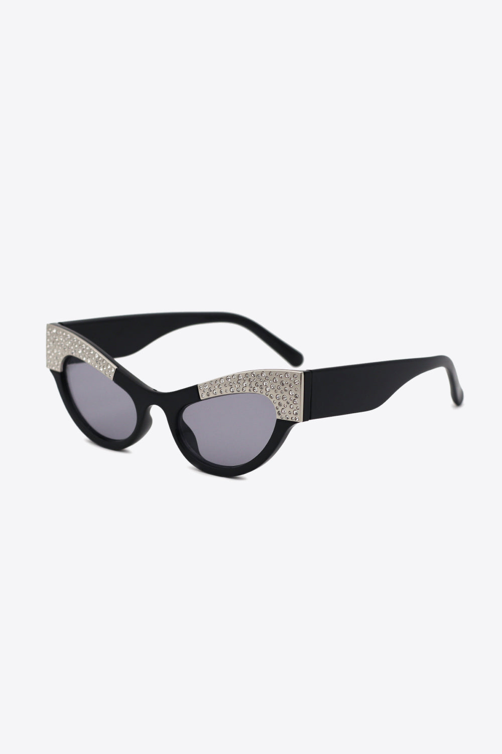 UV400 Rhinestone Trim Cat-Eye Sunglasses - T - 2 COLORS -