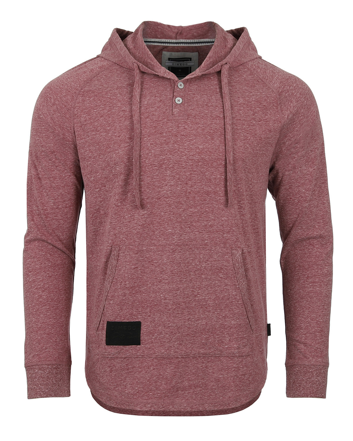 Men's Long Sleeve Henley Raglan Hoodie With Kangaroo Pocket - 1 COLOR -