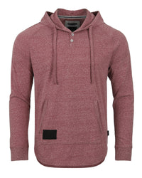 Thumbnail for Men's Long Sleeve Henley Raglan Hoodie With Kangaroo Pocket - 1 COLOR -