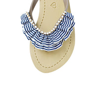 Thumbnail for SAND BY SAYA N.Y. - Rockaway Stripe - Rhinestone & Ruffle Mid Wedge Flip Flops - 2 COLORS -